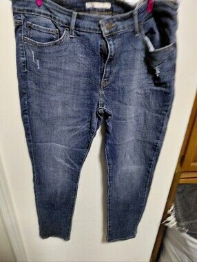 Womens Dark Wash Stretch Jeans - Classic Slim Fit